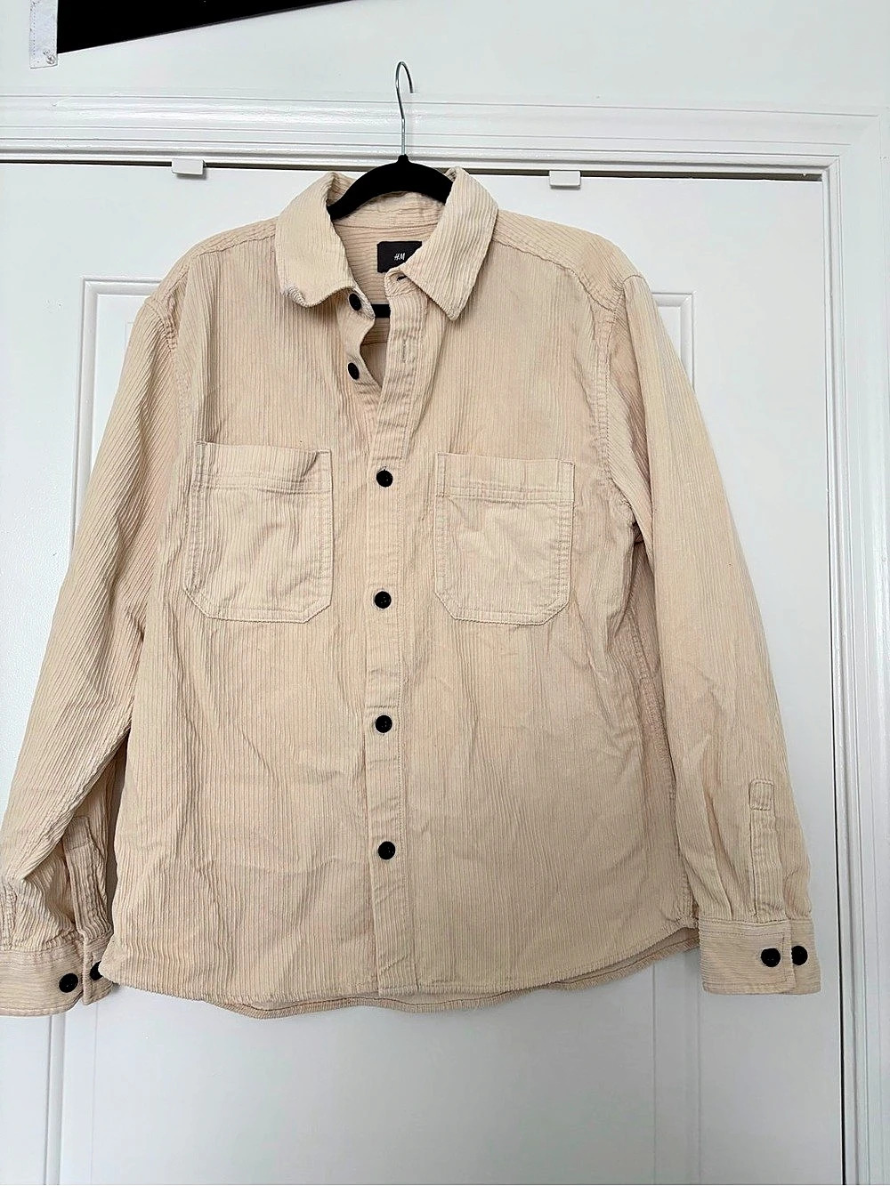 H&M Cream Corduroy Button Front Overshirt Size L